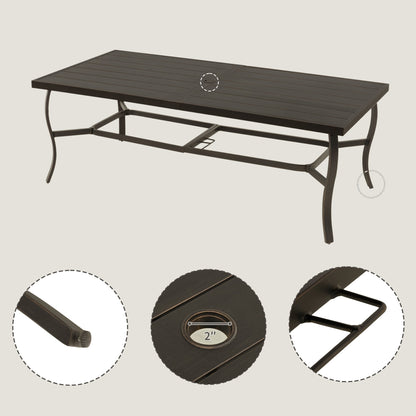 EGEIROS LIFE AluLux Ensemble de repas de patio en aluminium 9 pièces avec 2 chaises pivotantes, 6 chaises de repas et coussins lavables