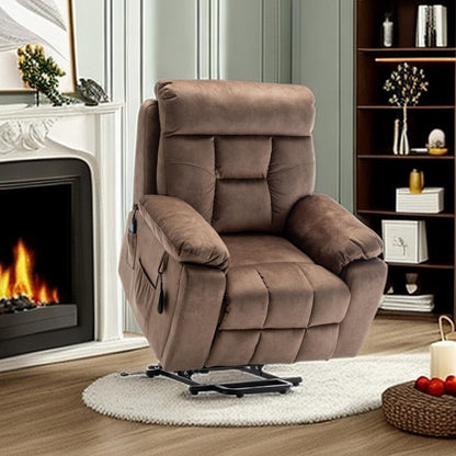 Fauteuil releveur électrique inclinable avec massage et chauffage.