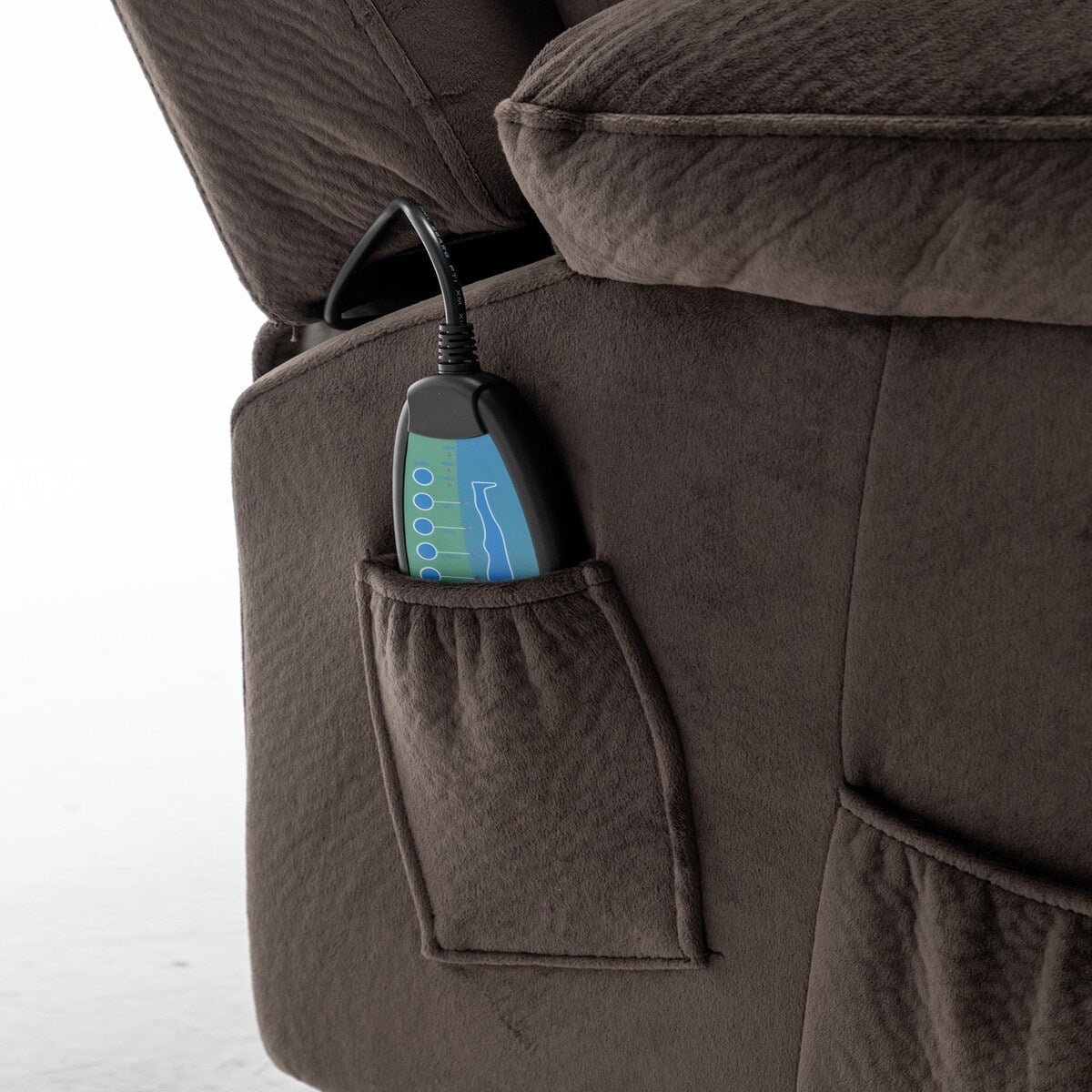 Fauteuil releveur électrique inclinable avec massage et chauffage.