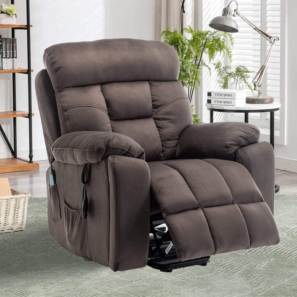 Fauteuil releveur électrique inclinable avec massage et chauffage.