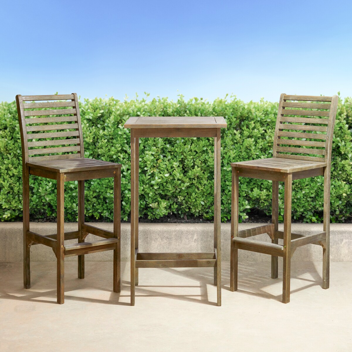 Ensemble table de bar et chaises en bois Emilio