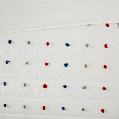 Intelligent Design Kids Ensley Pom Pom Cotton Jacquard Quilt Set with Throw Pillows