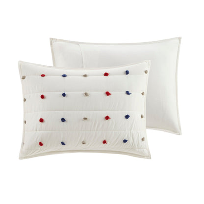 Intelligent Design Kids Ensley Pom Pom Cotton Jacquard Quilt Set with Throw Pillows