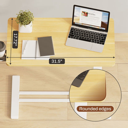 FunniHomi 28/32 Movable Overbed Table Height Adjustable Computer Desk with Wheels, White/Black Laptop Table for Bed and Sofa