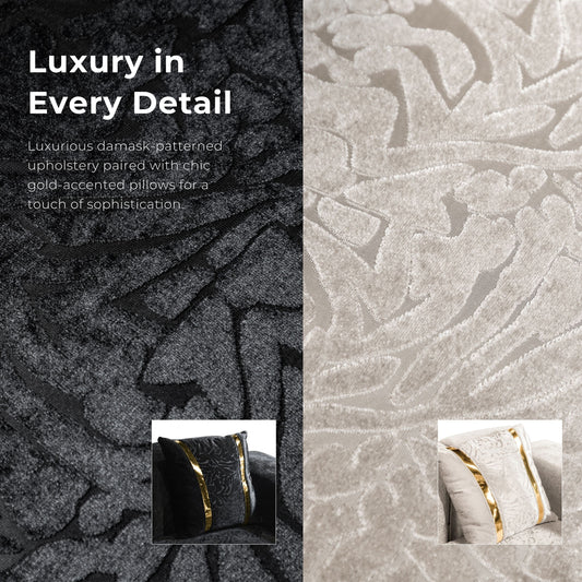 Canapé en bois massif Maxine Glam de Furniture of America avec coussins décoratifs