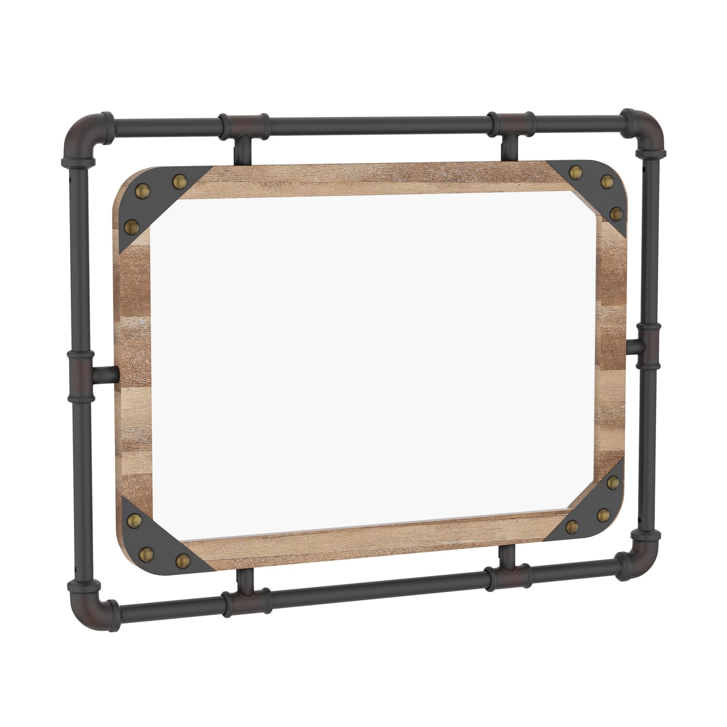 Miroir mural suspendu en métal Revo Industrial de 78 cm (31 pouces) de Furniture of America