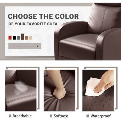 Canapé-lit inclinable en cuir PU Furniwell avec assise et dossier rembourrés.