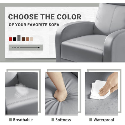 Canapé-lit inclinable en cuir PU Furniwell avec assise et dossier rembourrés.