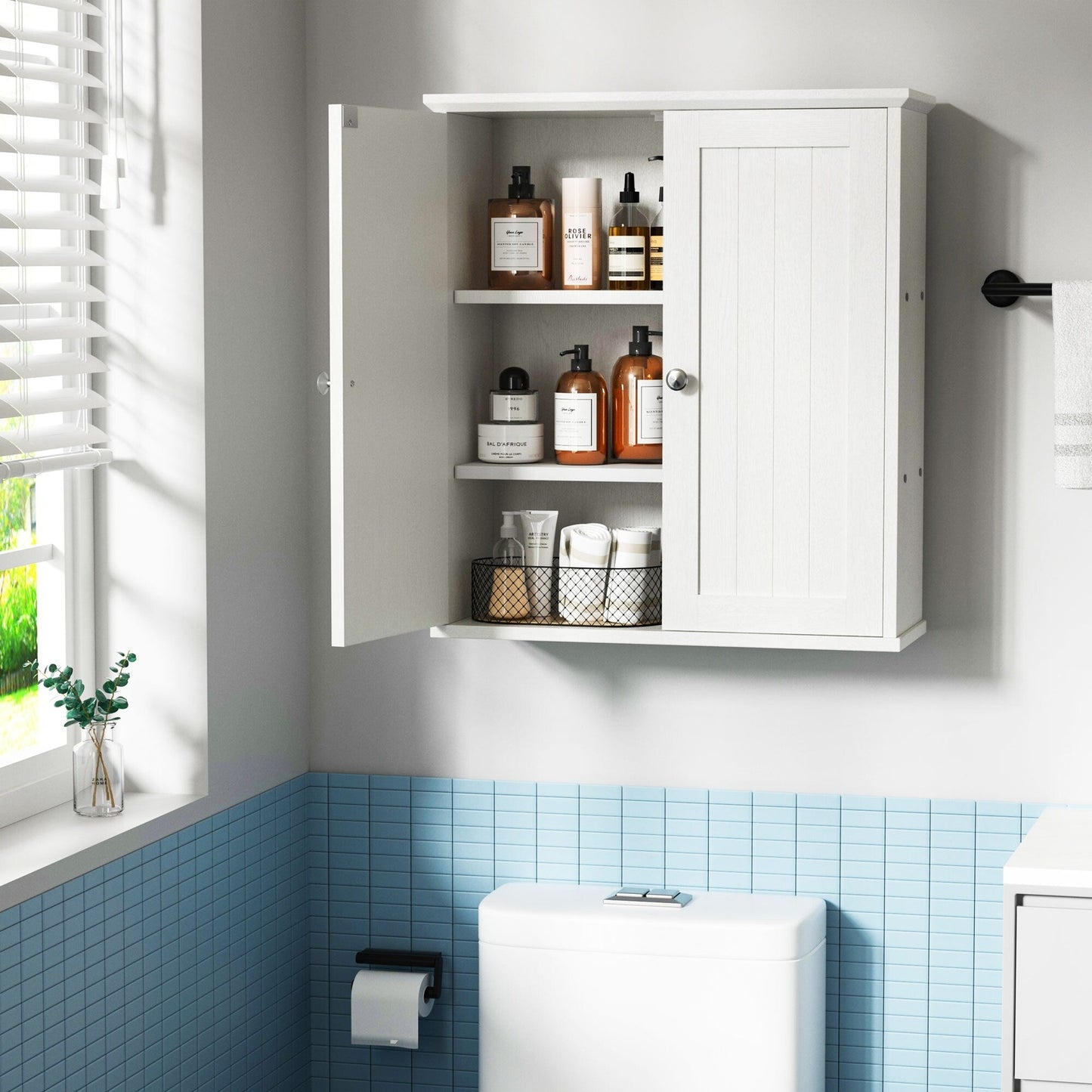 Futzca Bathroom Cabinet Wall Mounted, Storage Cabinet with Doors and Shelves