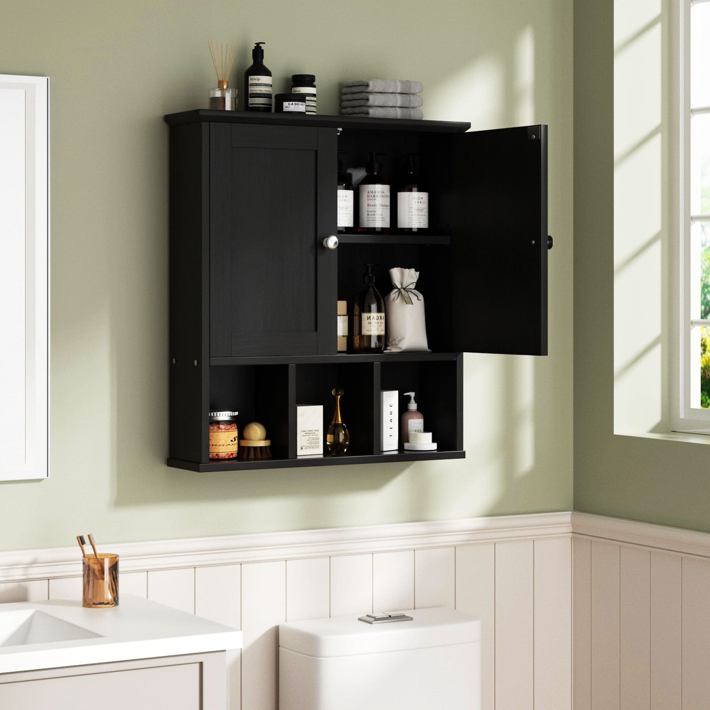Futzca Bathroom Cabinet Wall Mounted, Storage Cabinet with Doors and Shelves