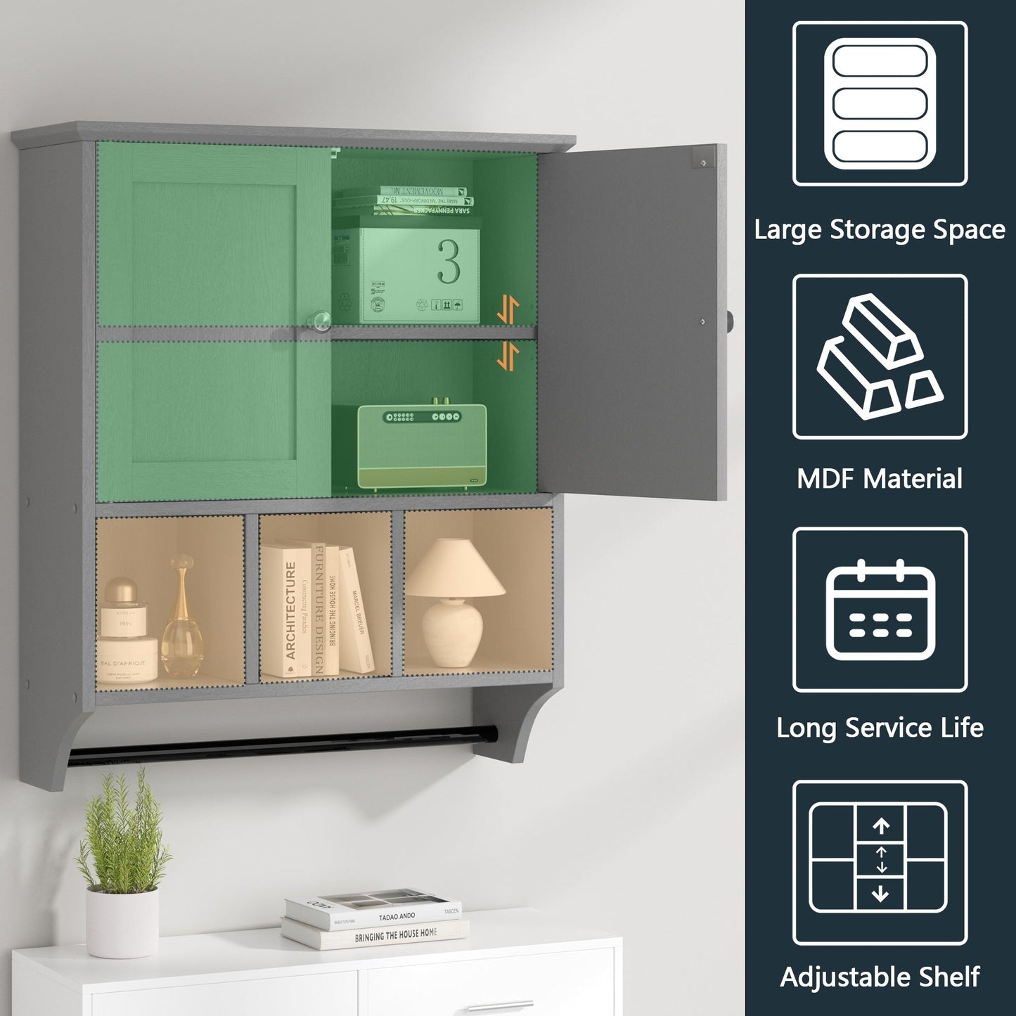 Futzca Bathroom Cabinet Wall Mounted, Storage Cabinet with Doors and Shelves