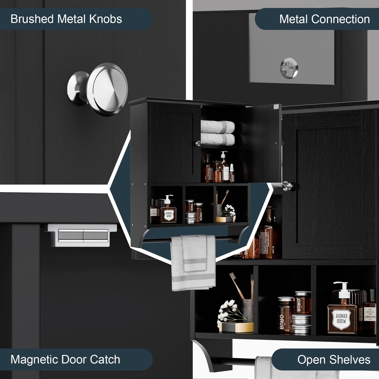 Futzca Bathroom Cabinet Wall Mounted, Storage Cabinet with Doors and Shelves