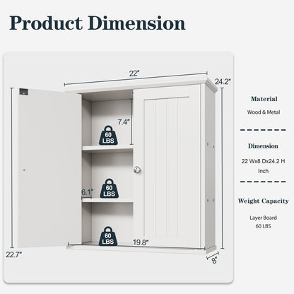 Futzca Bathroom Cabinet Wall Mounted, Storage Cabinet with Doors and Shelves