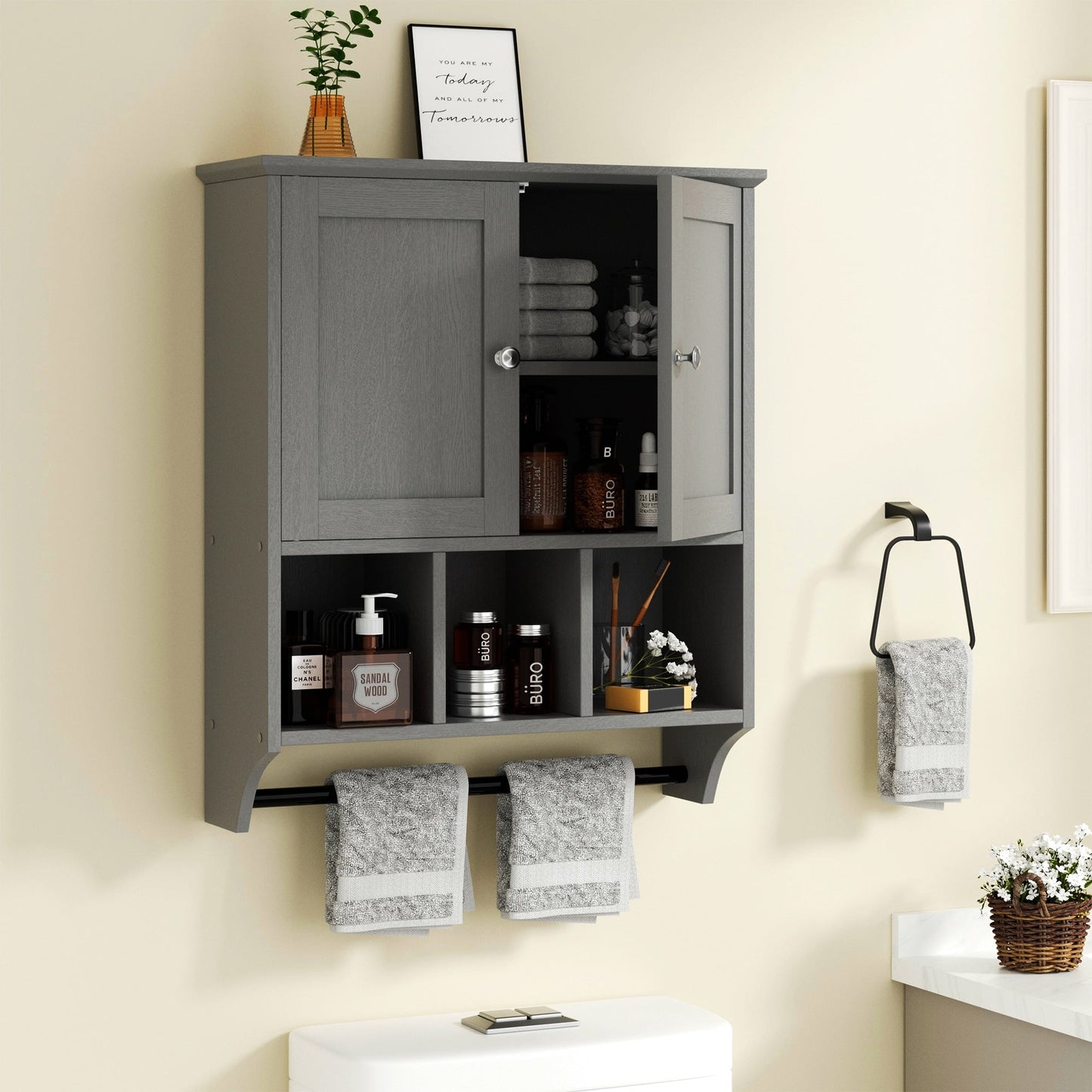 Futzca Bathroom Cabinet Wall Mounted, Storage Cabinet with Doors and Shelves