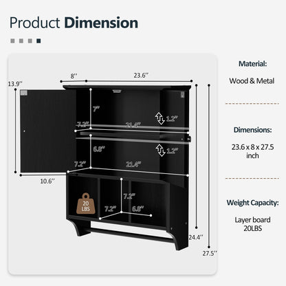 Futzca Bathroom Cabinet Wall Mounted, Storage Cabinet with Doors and Shelves