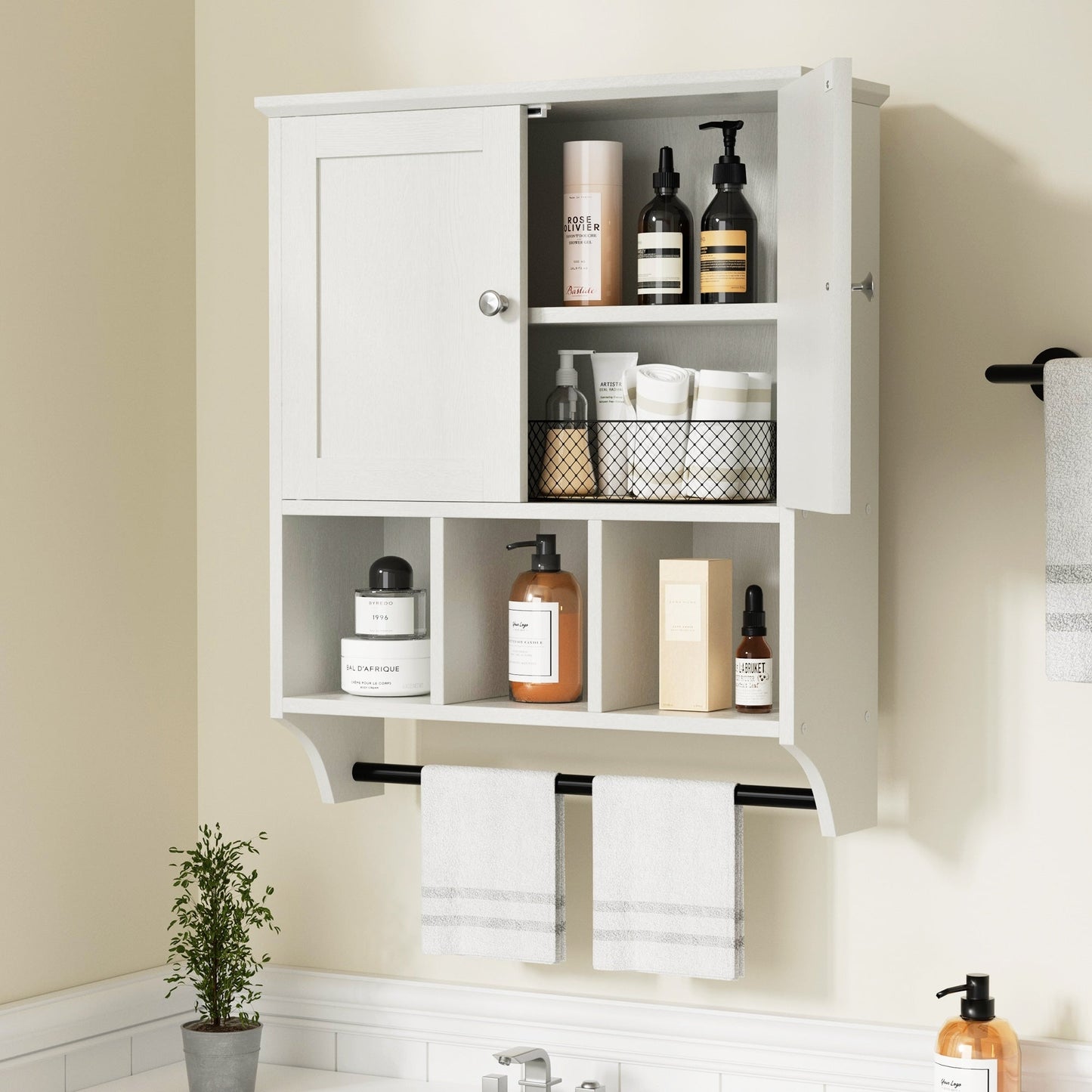 Futzca Bathroom Cabinet Wall Mounted, Storage Cabinet with Doors and Shelves