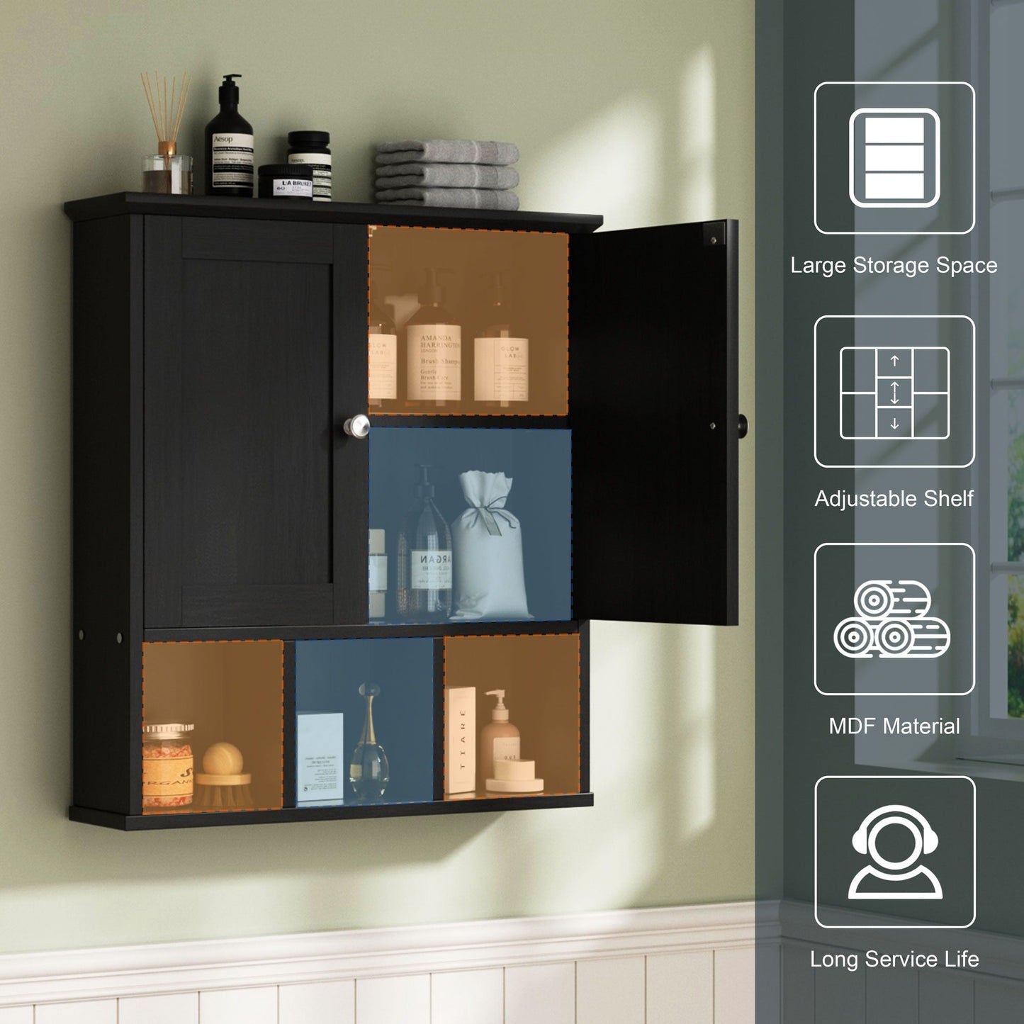 Futzca Bathroom Cabinet Wall Mounted, Storage Cabinet with Doors and Shelves