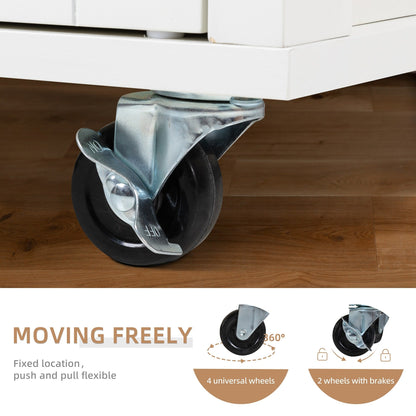 Futzca Kitchen Island Cart with Storage,Rolling Kitchen Island Side Table on Wheels with Worktop, White - N/A