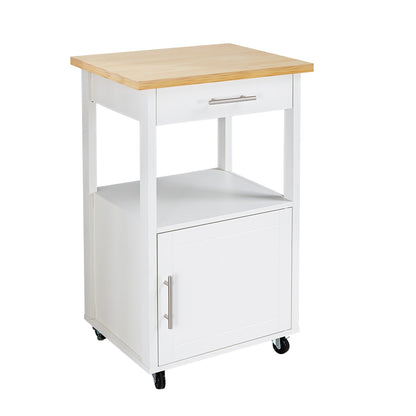 Futzca Kitchen Island Cart with Storage,Rolling Kitchen Island Side Table on Wheels with Worktop, White - N/A