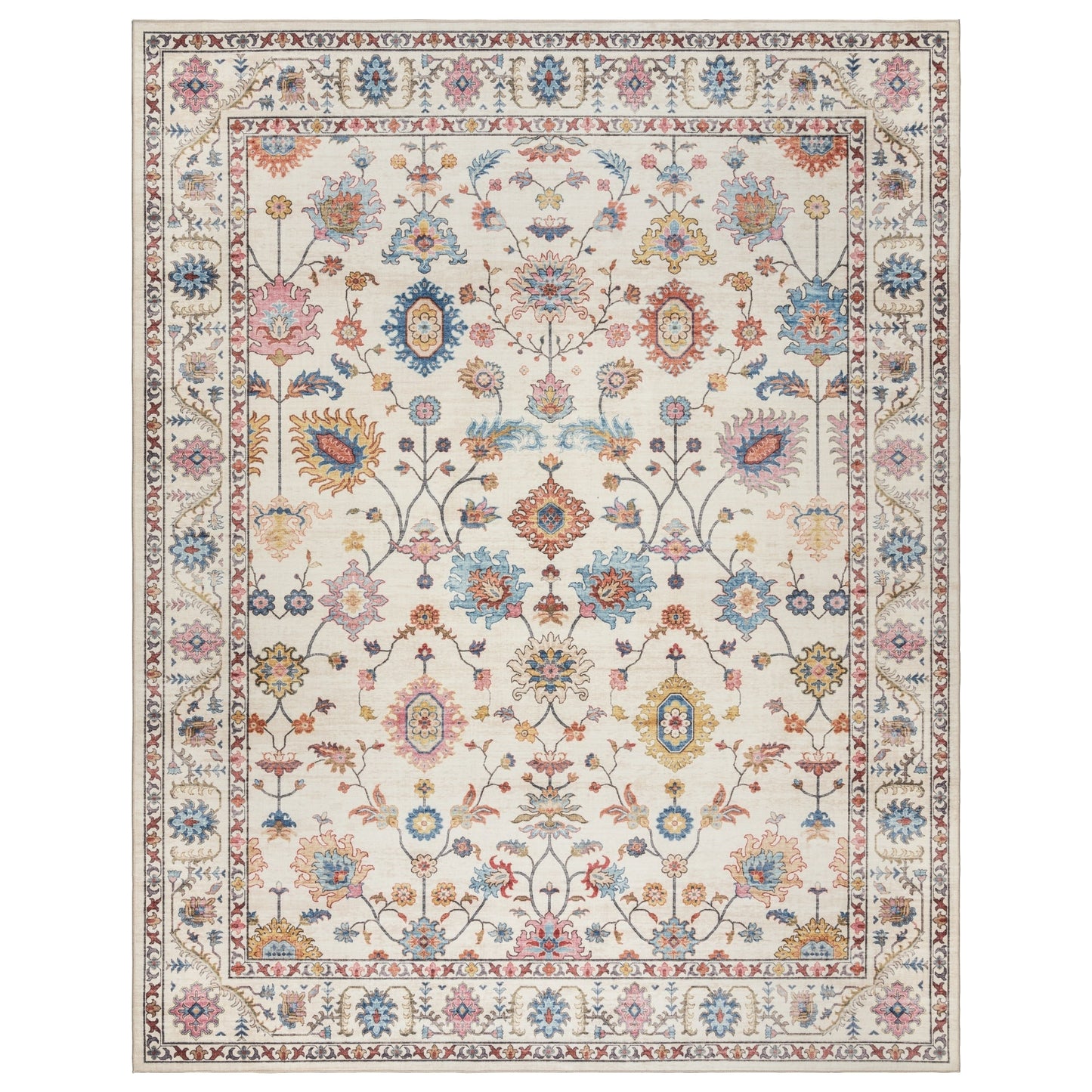 Gertmenian Crystal Print Washable Digital Printed Flat Pile Polyester Slip Resistant Area Rug Collection
