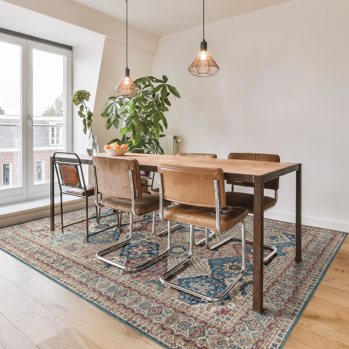 Gertmenian Crystal Print Washable Digital Printed Flat Pile Polyester Slip Resistant Area Rug Collection