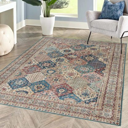 Gertmenian Crystal Print Washable Digital Printed Flat Pile Polyester Slip Resistant Area Rug Collection