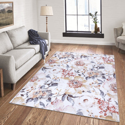 Gertmenian Crystal Print Washable Digital Printed Flat Pile Polyester Slip Resistant Area Rug Collection