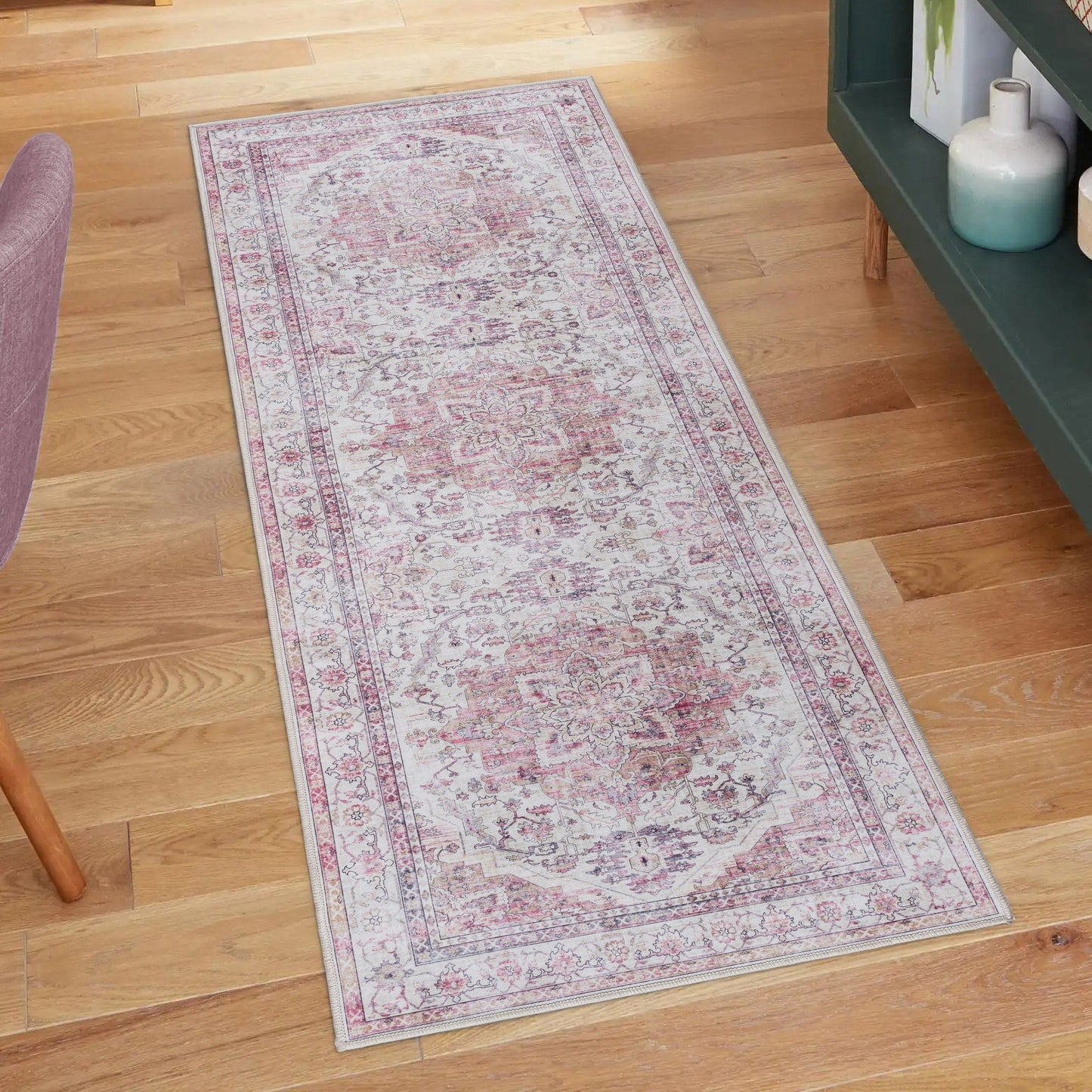 Gertmenian Crystal Print Washable Digital Printed Flat Pile Polyester Slip Resistant Area Rug Collection