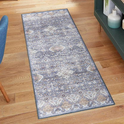 Gertmenian Crystal Print Washable Digital Printed Flat Pile Polyester Slip Resistant Area Rug Collection