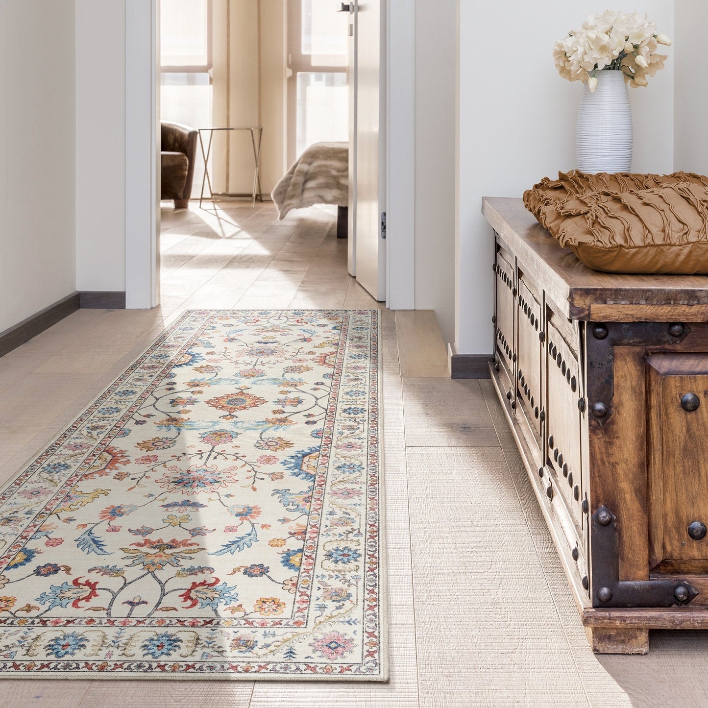 Gertmenian Crystal Print Washable Digital Printed Flat Pile Polyester Slip Resistant Area Rug Collection