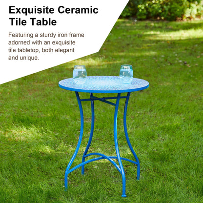 Glitzhome Ensemble de Bistro Pliable en Métal pour Extérieur, 3 Pièces, Table et Chaises de Patio