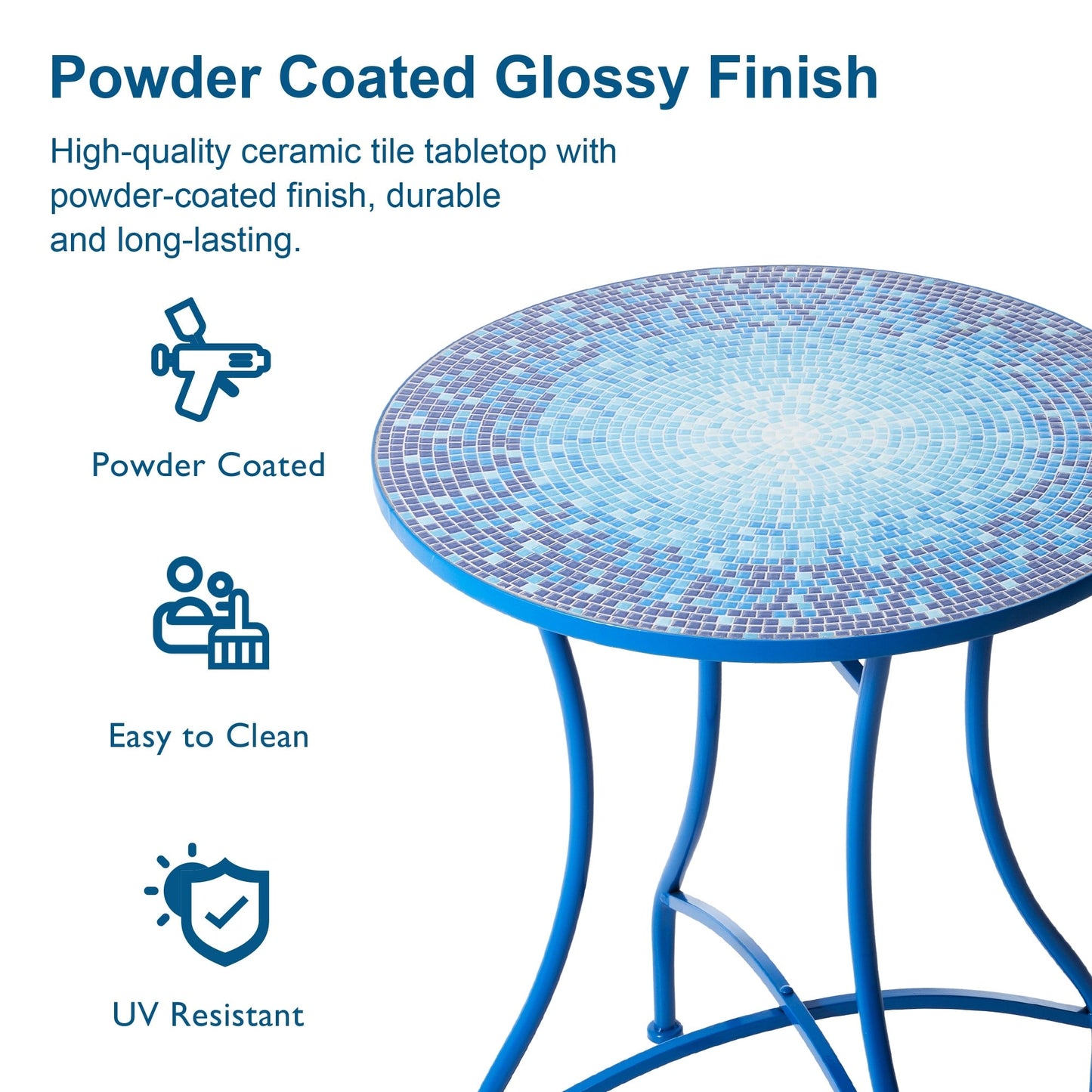 Glitzhome Ensemble de Bistro Pliable en Métal pour Extérieur, 3 Pièces, Table et Chaises de Patio