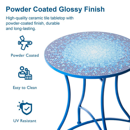 Glitzhome Ensemble de Bistro Pliable en Métal pour Extérieur, 3 Pièces, Table et Chaises de Patio