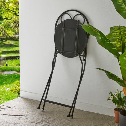 Glitzhome Ensemble de Bistro Pliable en Métal pour Extérieur, 3 Pièces, Table et Chaises de Patio