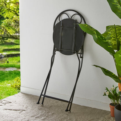 Glitzhome Ensemble de Bistro Pliable en Métal pour Extérieur, 3 Pièces, Table et Chaises de Patio