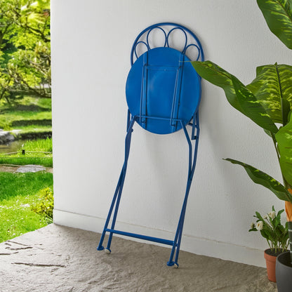 Glitzhome Ensemble de Bistro Pliable en Métal pour Extérieur, 3 Pièces, Table et Chaises de Patio