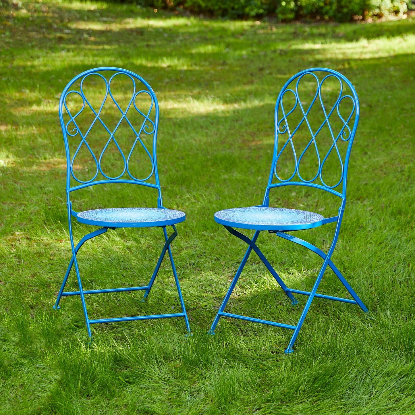 Glitzhome Ensemble de Bistro Pliable en Métal pour Extérieur, 3 Pièces, Table et Chaises de Patio