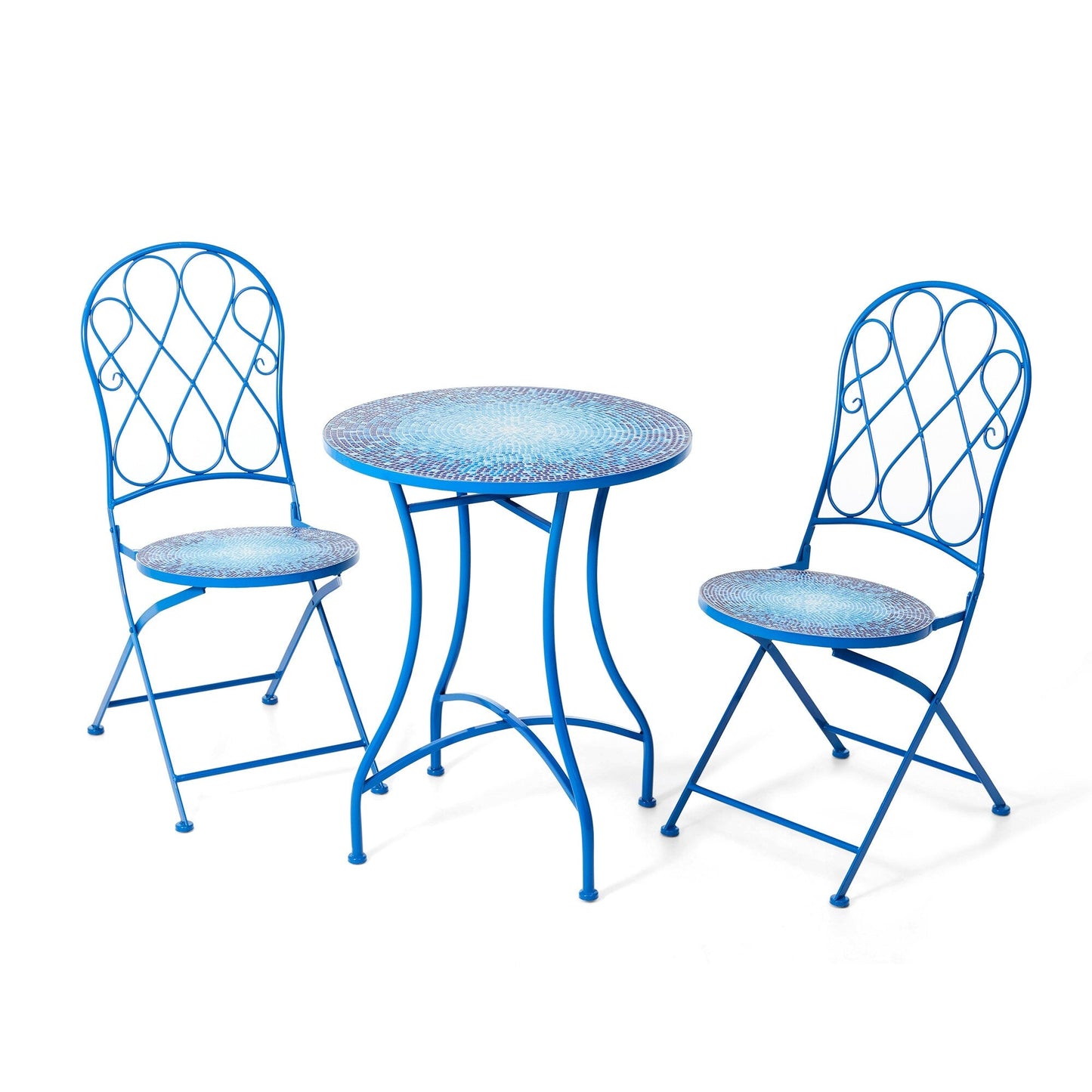 Glitzhome Ensemble de Bistro Pliable en Métal pour Extérieur, 3 Pièces, Table et Chaises de Patio