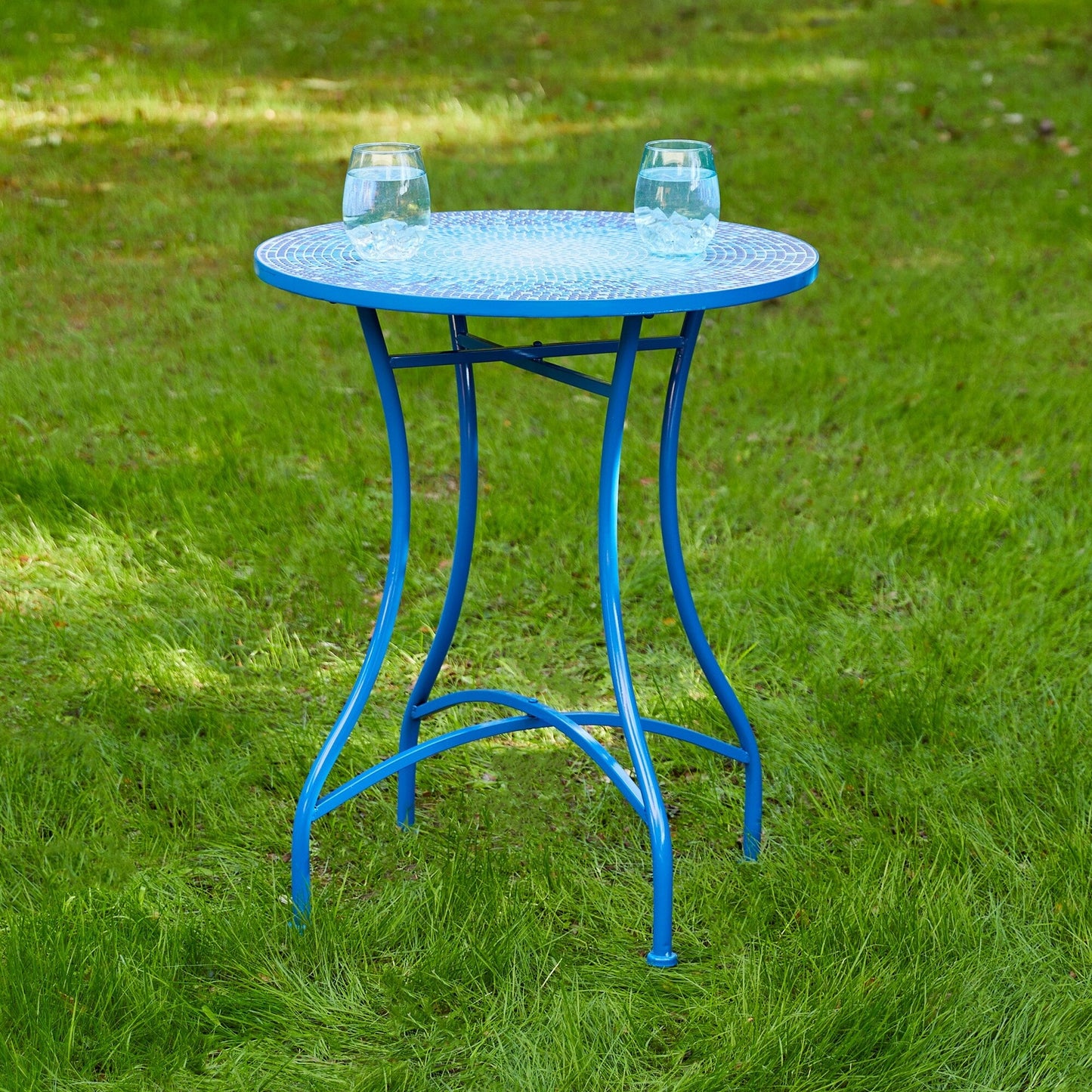 Glitzhome Ensemble de Bistro Pliable en Métal pour Extérieur, 3 Pièces, Table et Chaises de Patio