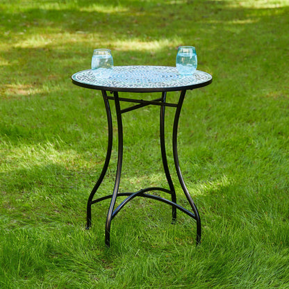 Glitzhome Ensemble de Bistro Pliable en Métal pour Extérieur, 3 Pièces, Table et Chaises de Patio