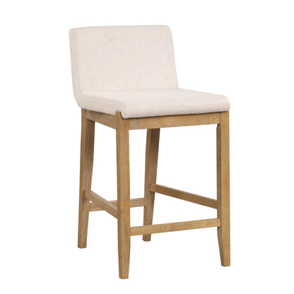 Gracie Modern Bar Stool, Boucle Upholstered Chair and Brushed Wooden Legs