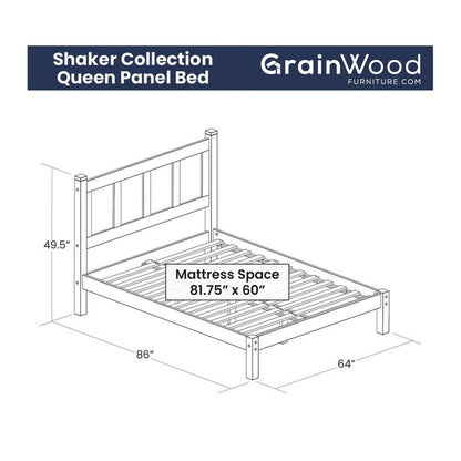 Grain Wood Furniture Shaker Solid Wood Panel Platform Bed