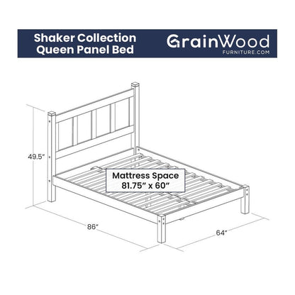 Grain Wood Furniture Shaker Solid Wood Panel Platform Bed