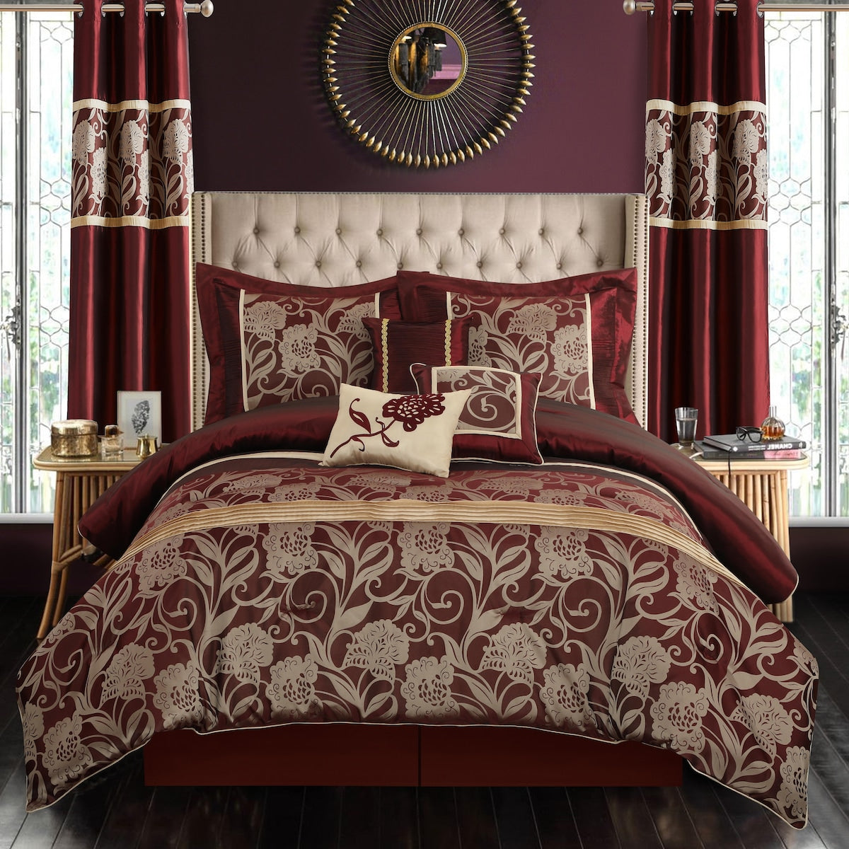 Ensemble de Couette Nanshing Brie 9 Pièces en Jacquard Floral