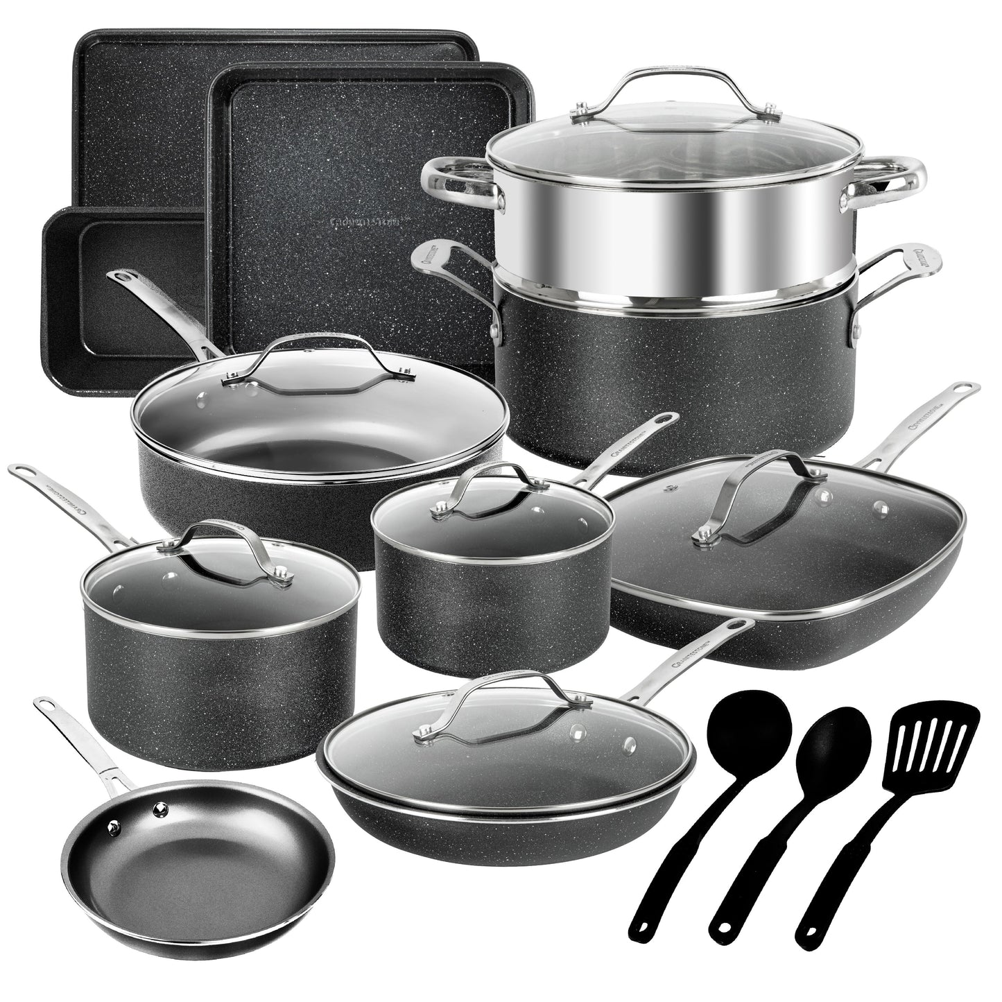 Granitestone 20 Piece Nonstick Pots and Pans Cookware and Bakeware Set