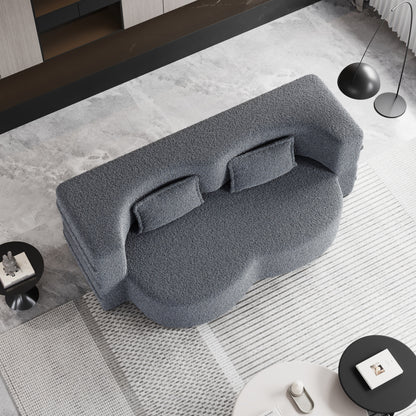 Canapé-lit convertible gris Teddy en tissu, avec 2 coussins et matelas pliable, garni de mousse, pour salon (78 pouces)