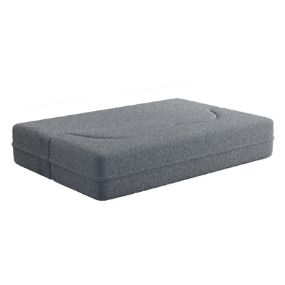 Canapé-lit convertible gris Teddy en tissu, avec 2 coussins et matelas pliable, garni de mousse, pour salon (78 pouces)