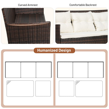 Gymax Ensemble de meubles de salon d'extérieur en rotin 3 pièces - Voir les détails