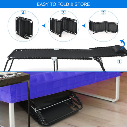 Gymax Chaise de plage pliable, chaise longue avec coussin, 4 positions