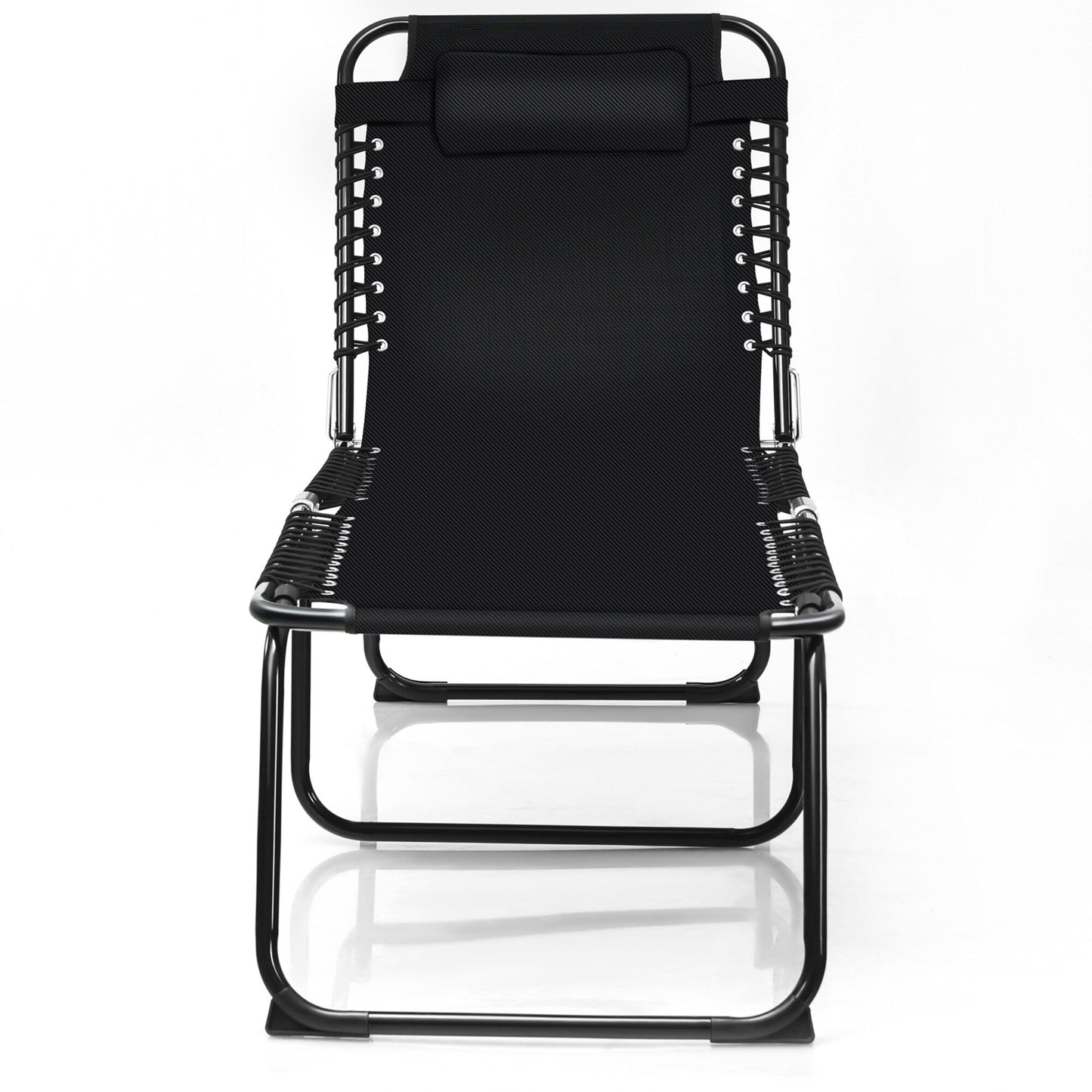 Gymax Chaise de plage pliable, chaise longue avec coussin, 4 positions